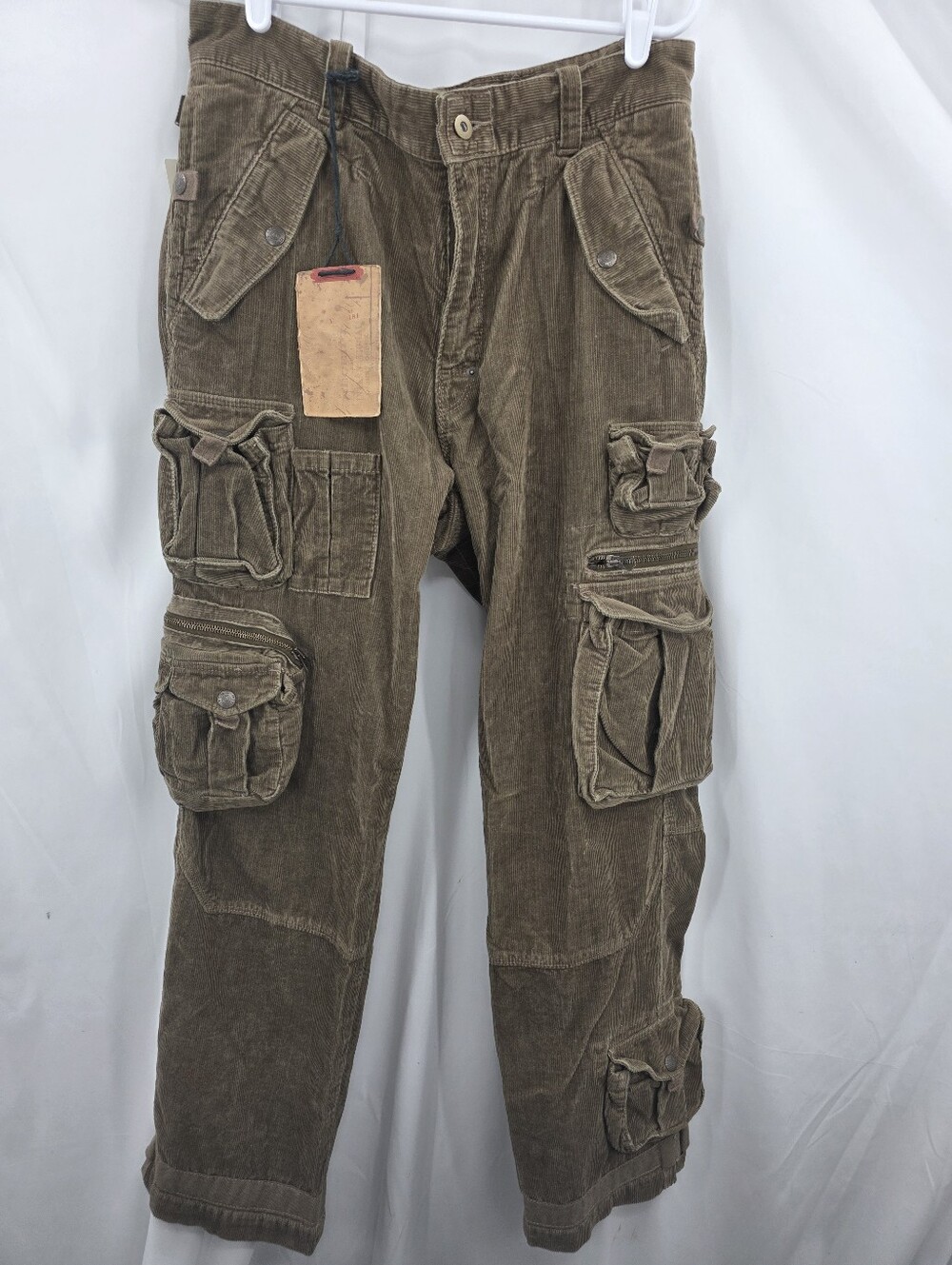 NWT Vintage Polo Ralph Lauren Corduroy Cargo Pants Utility Military Olive 32x30